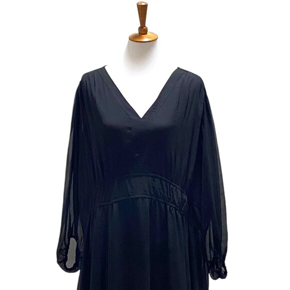 Jessica Simpson Chiffon Maxi Dress Black Size 3X Minimalist Party Holiday Boho - Picture 7 of 16